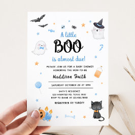 Convites Chá de fraldas De Halloween Azul A Pequeno Boo