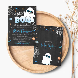 Convites Chá de fraldas de Halloween Convoca Ghost Boy Cute