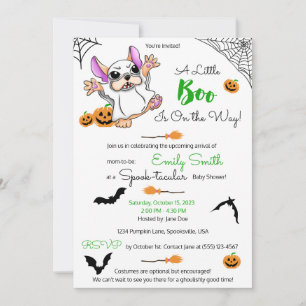 Convites Chá de fraldas de Halloween de abóboras fantasmas