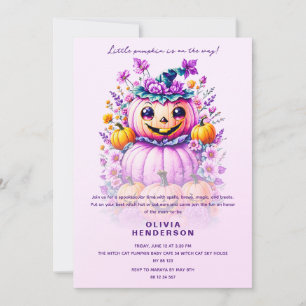 Convites Chá de fraldas de Halloween de Pequeno Pumpkin