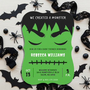 Convites Chá de fraldas de Halloween do Monstro Frankenstei