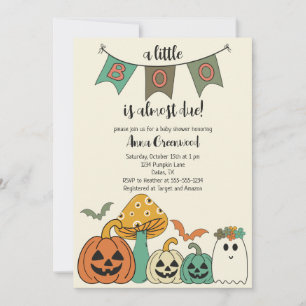 Convites Chá de fraldas de Halloween do Retro 70 Little Boo