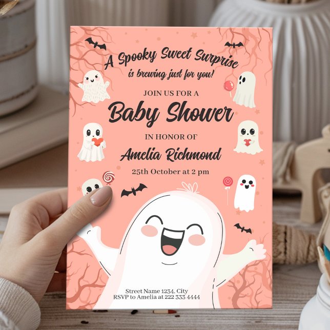 Convites Chá de fraldas de Halloween Ghost Spooky Sweet (Criador carregado)