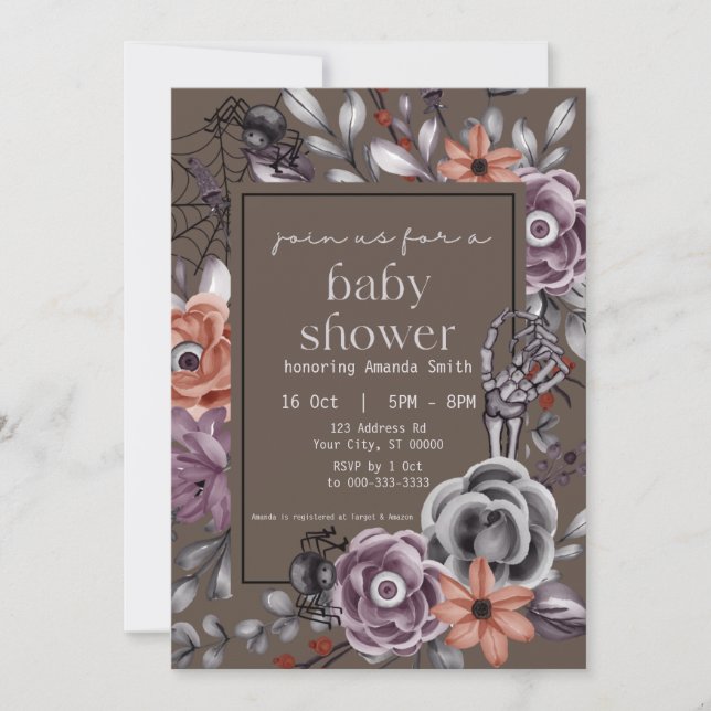 Convites Chá de fraldas de Halloween, Sexo Neutro, outubro (Frente)