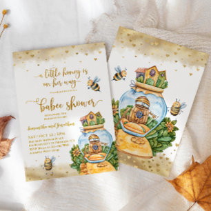 Convites Chá de fraldas de Ilustração de HoneyComb e Bee