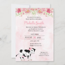 Convites Chá de fraldas de Impressão de Vaca Branca Moderno