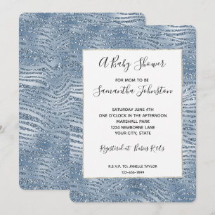 Convites Chá de fraldas de Impressão de Zebra com Brilho 