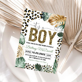 Convites Chá de fraldas de impressão leopardo