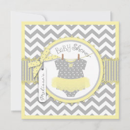 Convites Chá de fraldas de Impressão Tutu Chevron