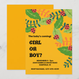 Convites Chá de fraldas de insetos da senhora amarela