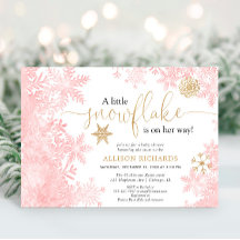 Chá de fraldas de inverno com floco de neve rosa e