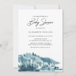 Convites Chá de fraldas de inverno da Floresta Azul de Aqua