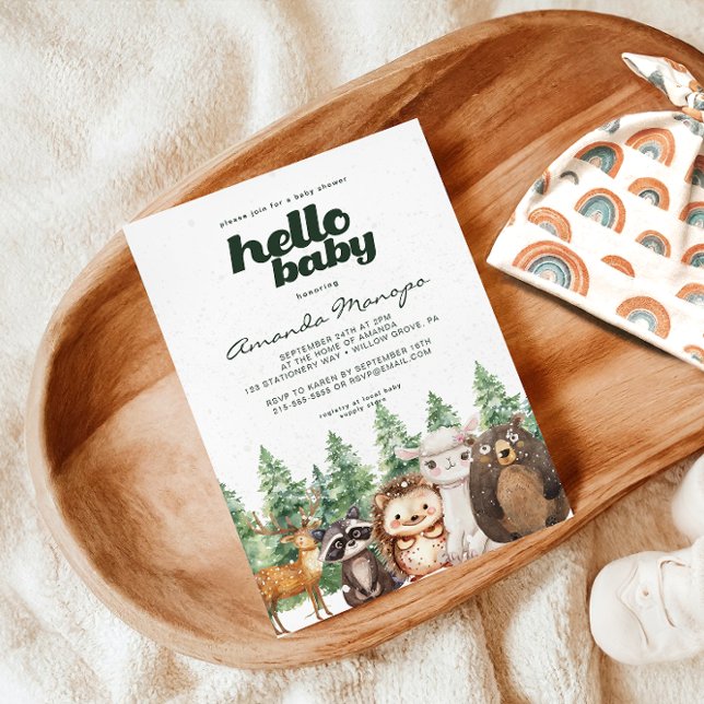 Convites Chá de fraldas de inverno da Madeira Pinheiros (Criador carregado)