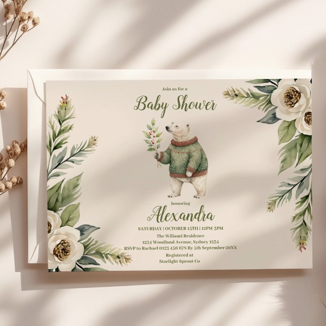 Convites Chá de fraldas de inverno da Woodland (Criador carregado)