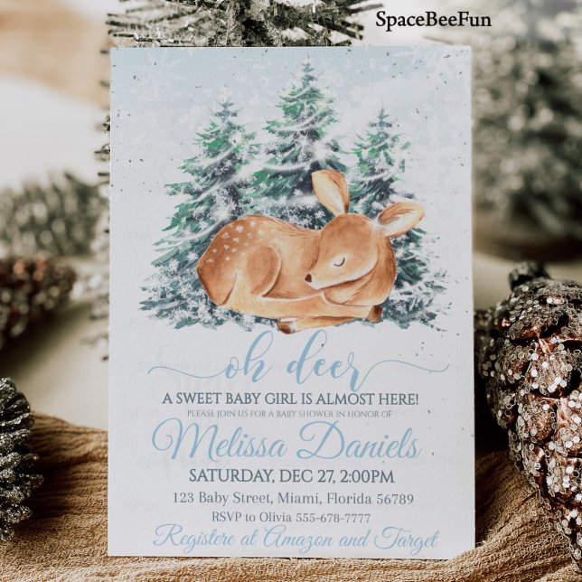 Convites Chá de fraldas de inverno Deer Boy Deer Winter (Winter Deer Baby Shower invitation Boy Deer Winter Deer Boy Invite  It's Cold Outside Christmas )