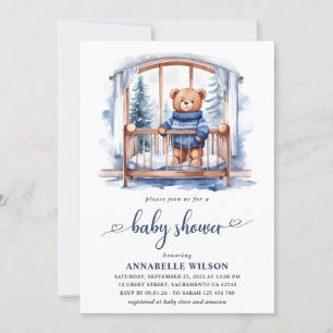Convites Chá de fraldas de Inverno do Urso de Teddy