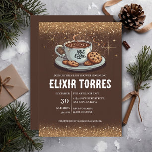 Convites Chá de fraldas de inverno Dourado com chocolate qu