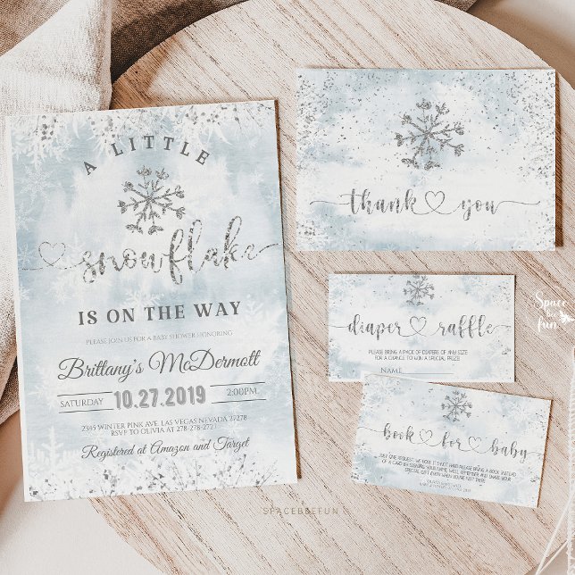 Convites Chá de fraldas de inverno em floco de neve (Little Snowflake Baby Shower, winter baby shower invitation, snowflake baby shower invitation, baby )