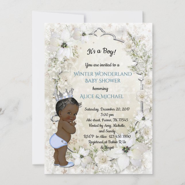 Convites Chá de fraldas de inverno, étnico, Wonderland de i (Frente)