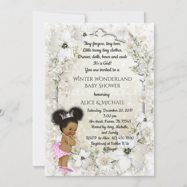 Convites Chá de fraldas de inverno, étnico, Wonderland de i (Frente)