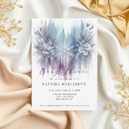 Convites Chá de fraldas de inverno Floco de Neve Azul Elega