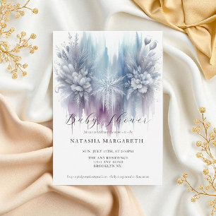 Convites Chá de fraldas de inverno Floco de Neve Azul Elega