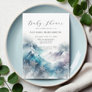 Convites Chá de fraldas de inverno Floco de Neve Azul Elega