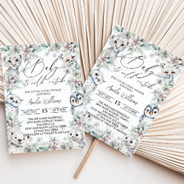 Convites Chá de fraldas de Inverno Floral Ártico