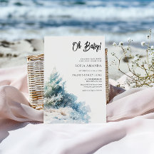 Chá de fraldas de inverno minimalista de aquarela