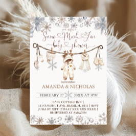 Convites Chá de fraldas de inverno muito divertido para a n