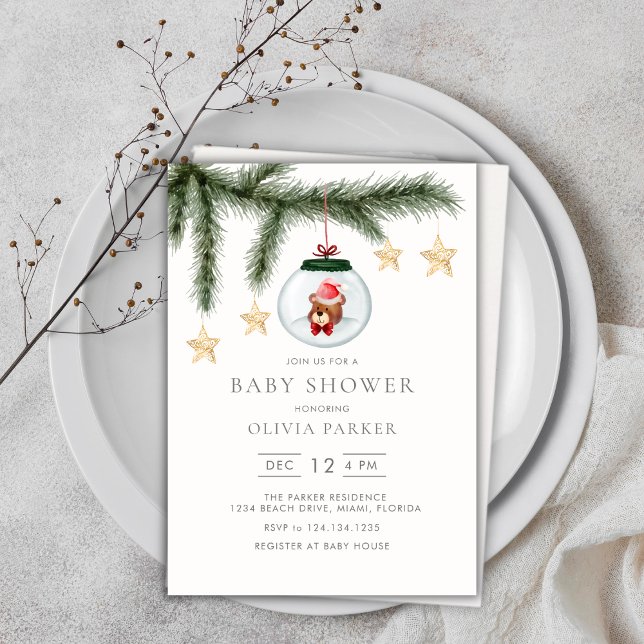 Convites Chá de fraldas de inverno neutro para o gênero (Cute Gender Neutral Winter Baby Shower Invitation)