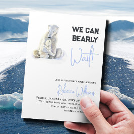 Convites Chá de fraldas de inverno Polar Bear Blue Boy Espe
