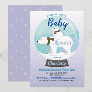 Convites Chá de fraldas de inverno Ursos Polares de Neve A