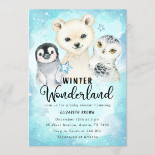 Convites Chá de fraldas de inverno Wonderland - Garoto de C