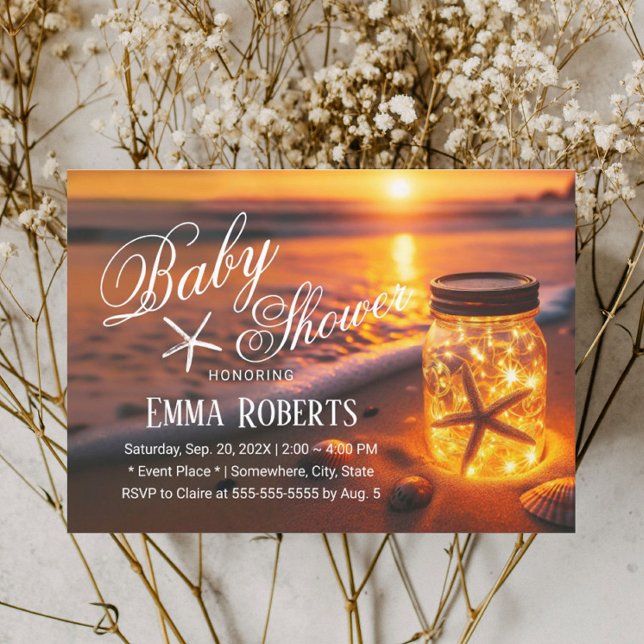 Convites Chá de fraldas de Jar Luz Sol Tropical (Criador carregado)