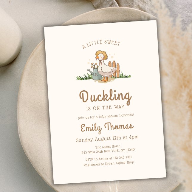 Convites Chá de fraldas de jardim de patins (Whimsical Little Duckling Garden Baby Shower Invitation)