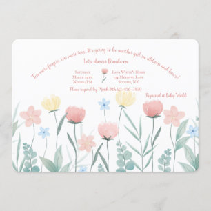 Convites Chá de fraldas de Jardim Flor de Aquarela