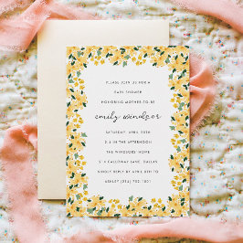 Convites Chá de fraldas de Jardim Floral Amarelo