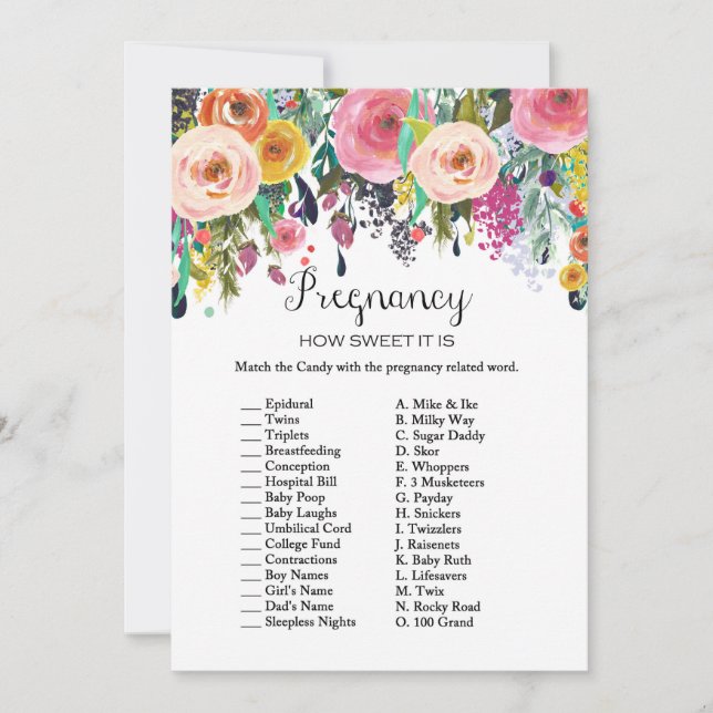 Convites Chá de fraldas de jardim Jogo com resposta de 5 x  (Frente)