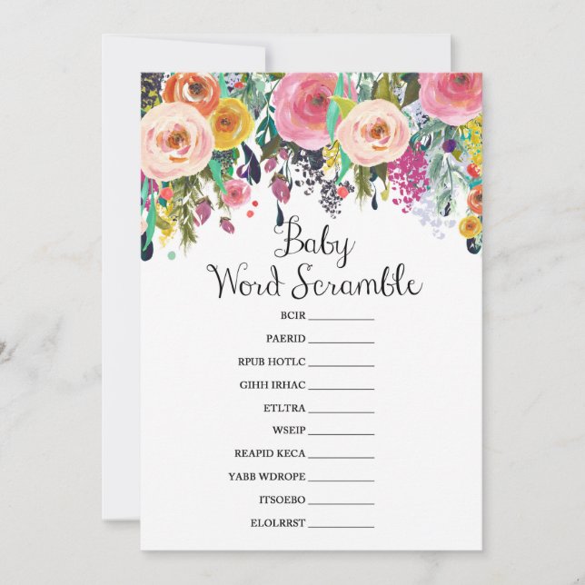 Convites Chá de fraldas de jardim Jogo com resposta de 5 x  (Frente)