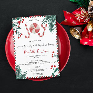 Convites Chá de fraldas de Joia de Canas de Natal Glitter