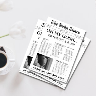 Convites Chá de fraldas de jornal moderno Elegante