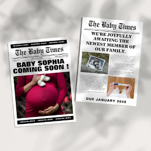 Convites Chá de fraldas de jornal único de vintage