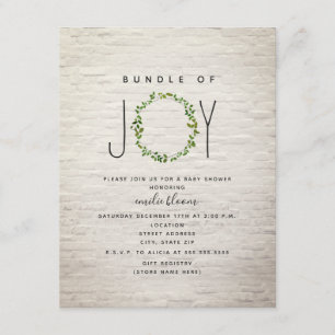 Convites Chá de fraldas De Joy Greenery Wreath Brick