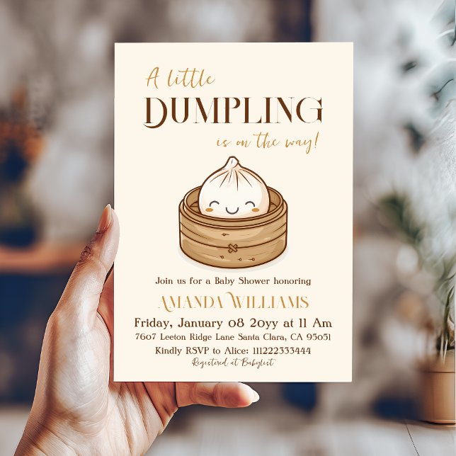 Convites Chá de fraldas de Kawaii, um pequeno Dumpling na Á (Criador carregado)