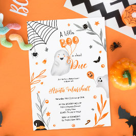 Convites Chá de fraldas de laranja Bonito Boo Halloween