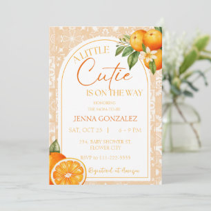 Convites Chá de fraldas de laranja de Citrus Cutie Botânico