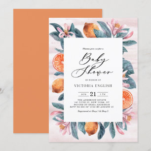 Convites Chá de fraldas de Laranjas Botânicas e Brilhos R