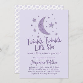 Convites Chá de fraldas de Lavanda Twinkle Little Star