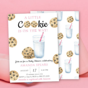 Convites Chá de fraldas de Leite e Cookies